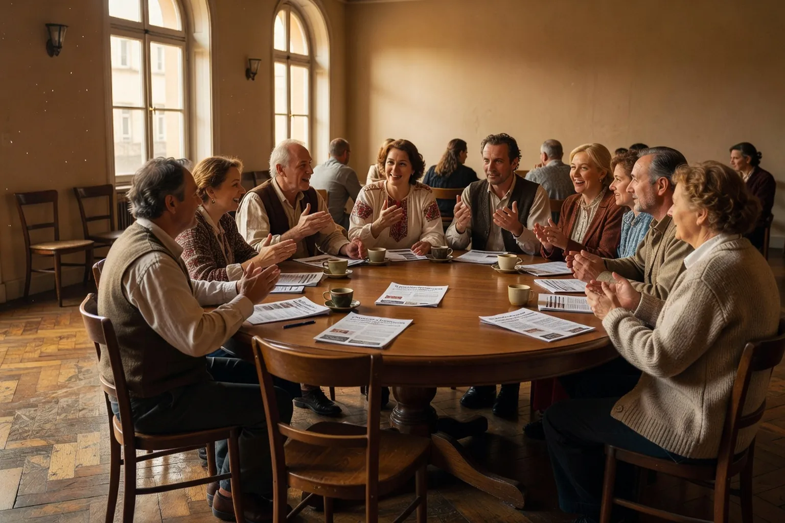 Réunion d'association franco-russe, ambiance patinée