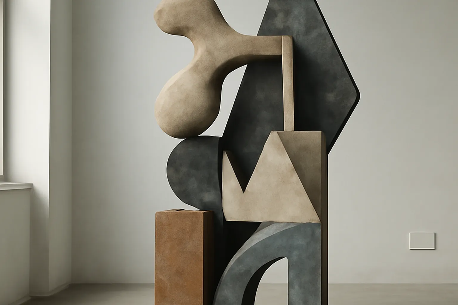 Sculpture en métal fondu aux formes organiques, patine irisée