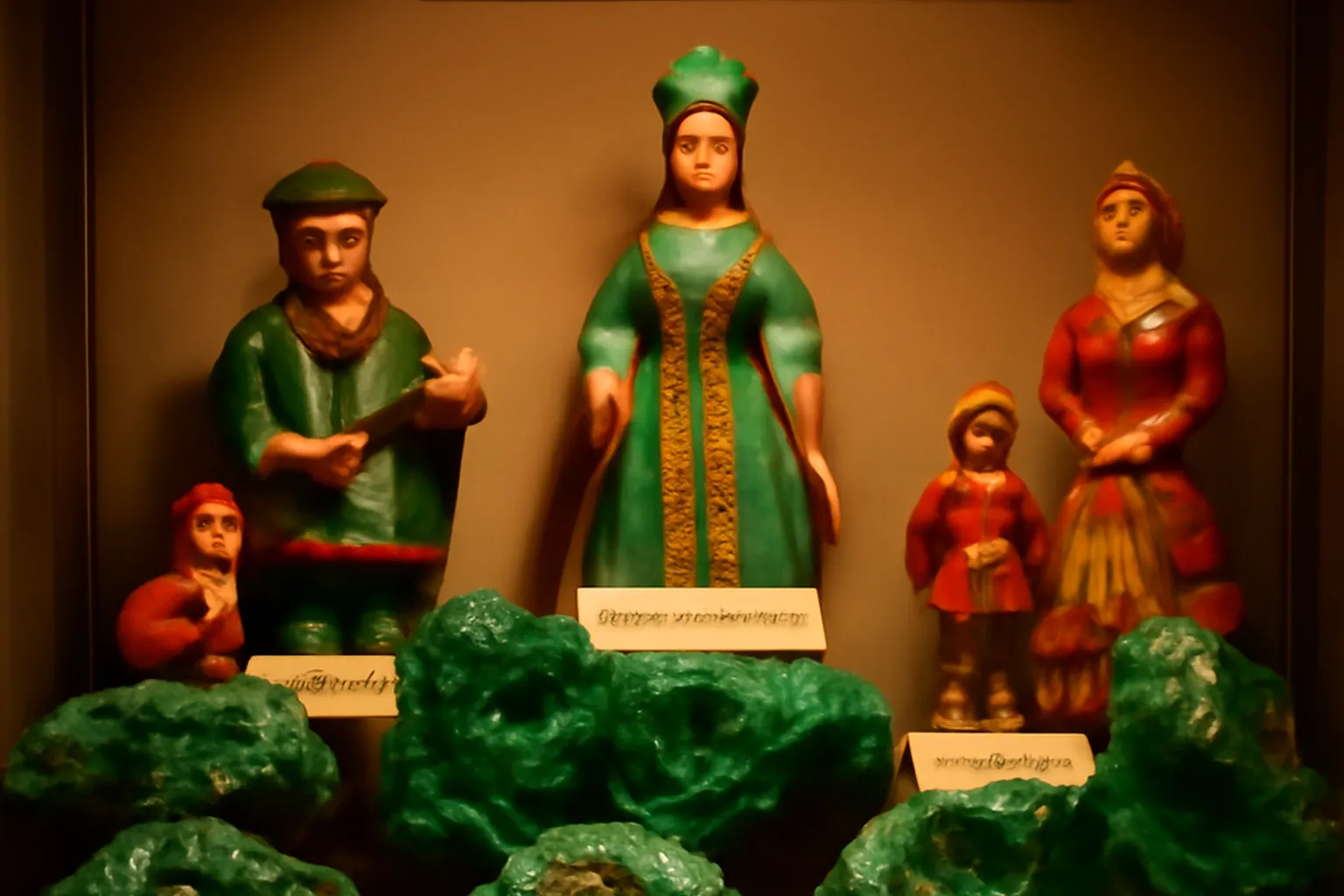 Bijou en malachite verte de l'Oural, patine ancienne