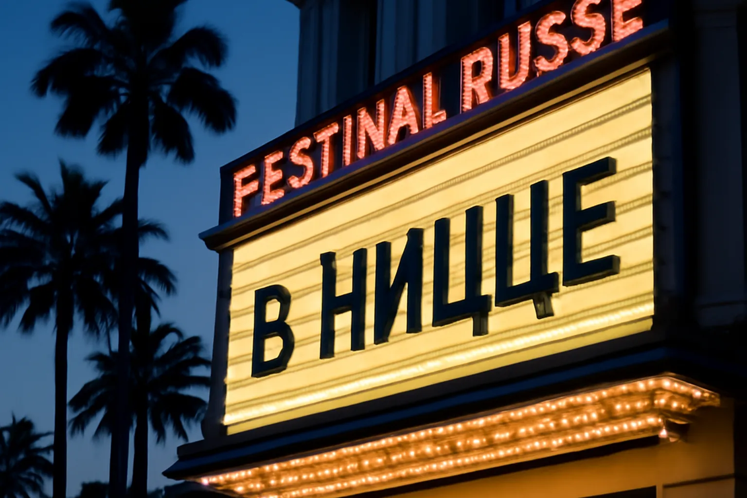 Salle de cinéma niçoise, affiche d'un film russe