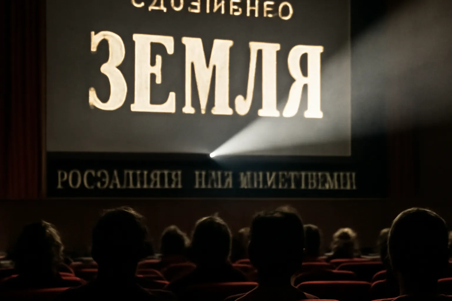 Salle de cinéma art et essai affichant une rétrospective russe
