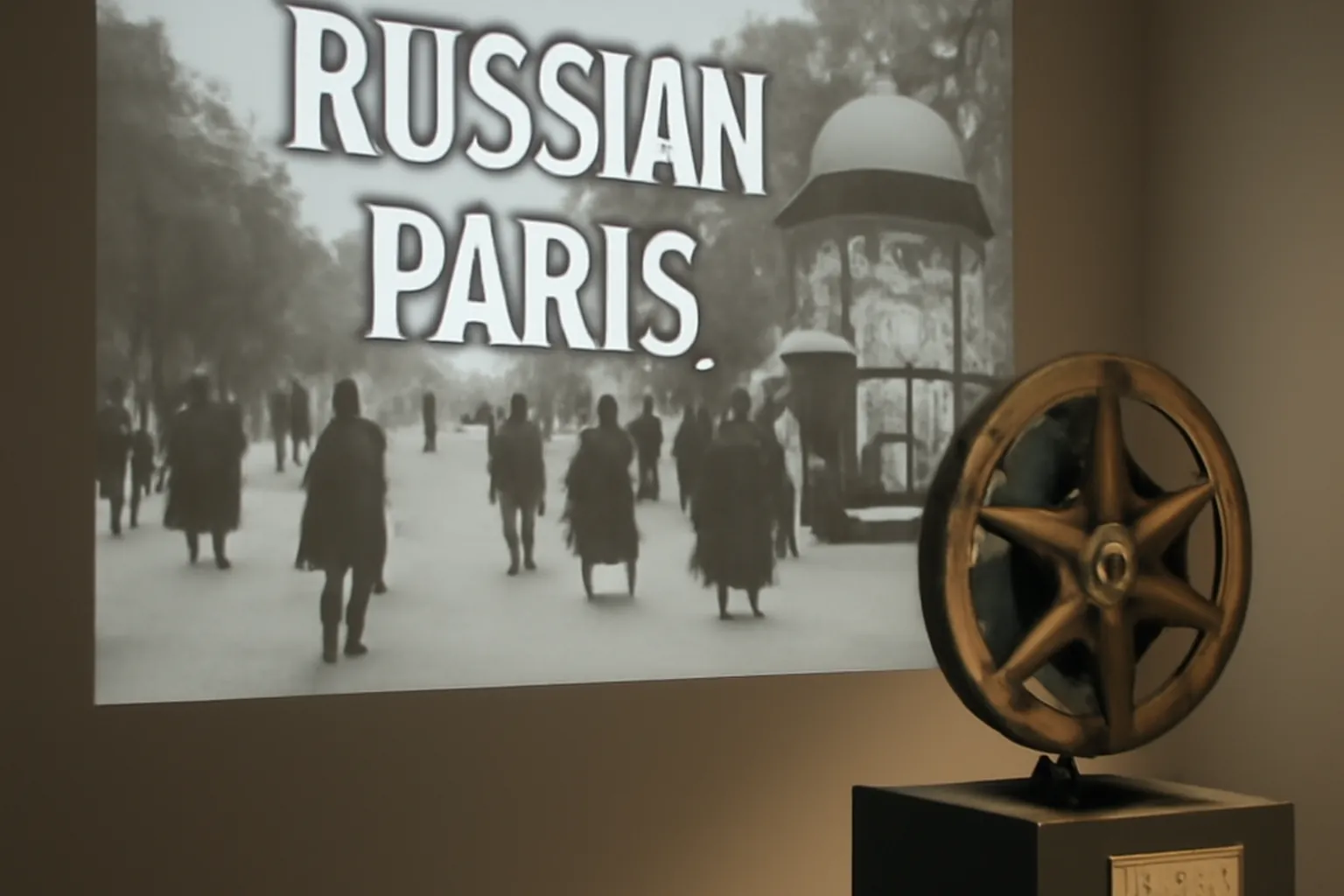 Installation multimédia avec photos d'archives russes de Paris