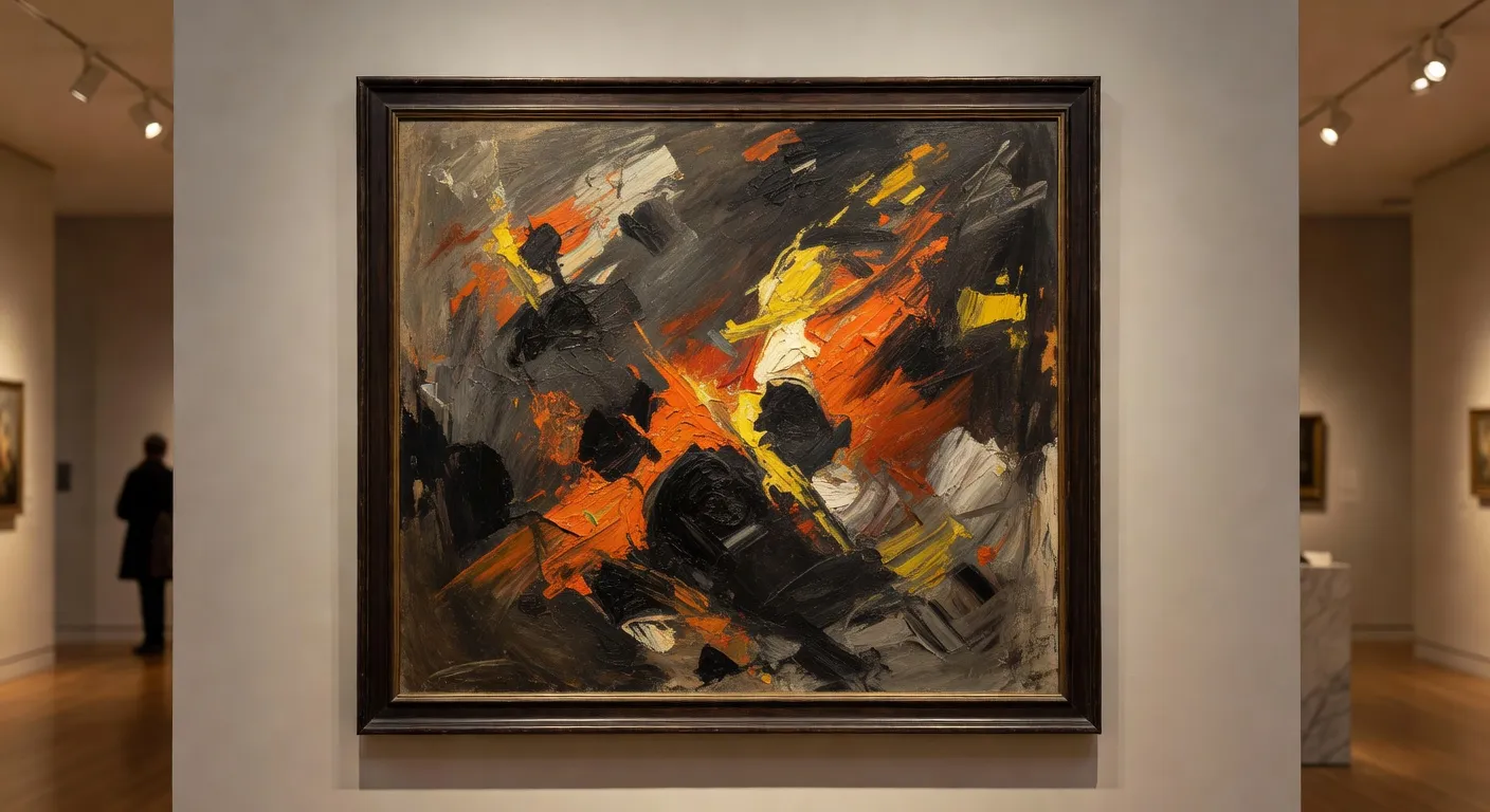 Galerie d'art parisienne présentant des peintures de l'école russe émigrée, lumière muséale éditoriale