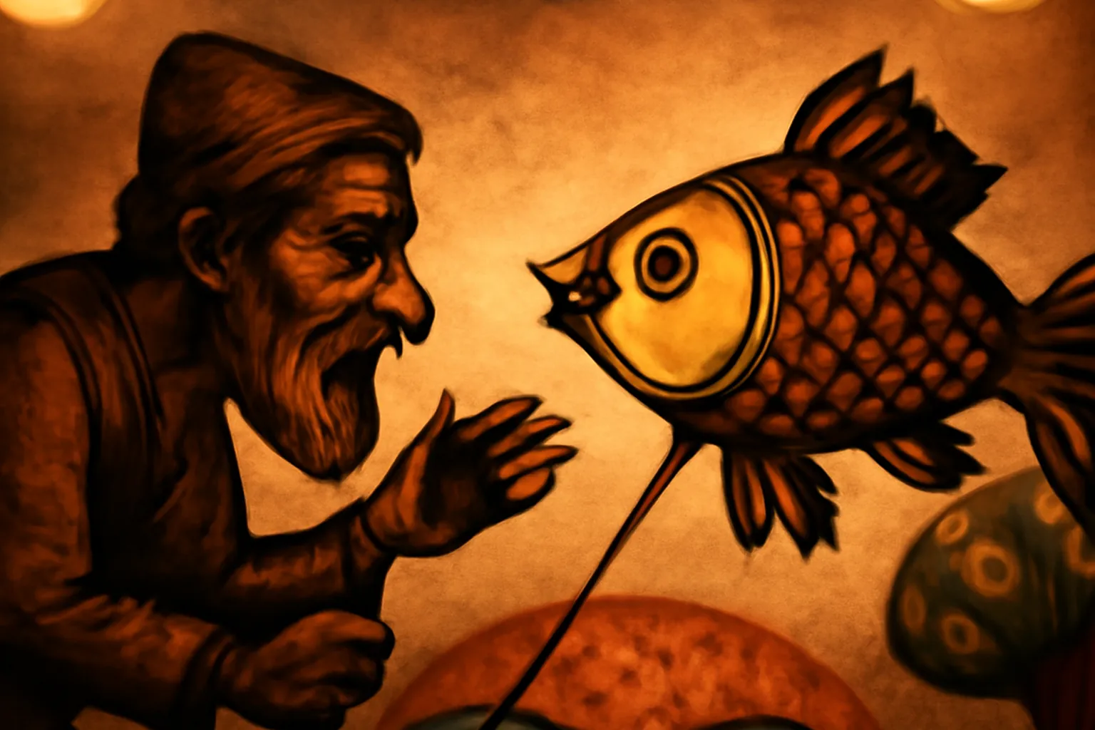 Enfants attentifs devant une représentation théâtrale avec un décor peint russe