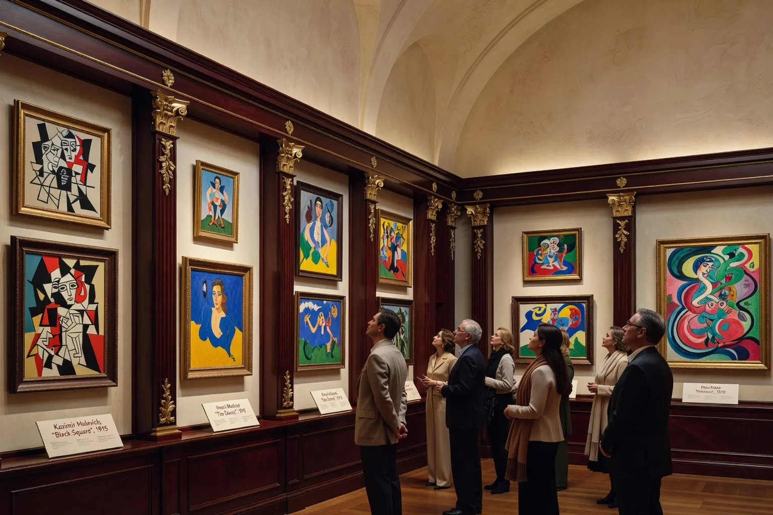 Vue de l'exposition « Sainte Russie » au Louvre, 2010, icônes anciennes sous vitrine