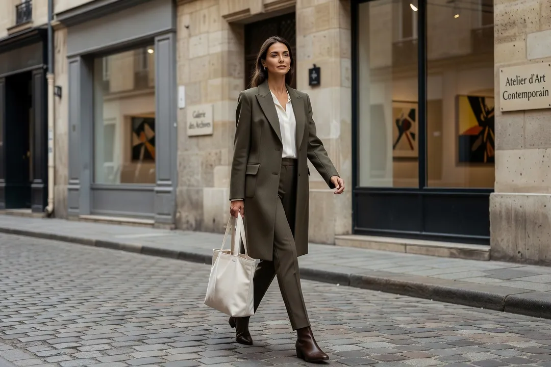 Une visiteuse échange avec une galeriste devant une œuvre lors d’un vernissage tranquille à Paris