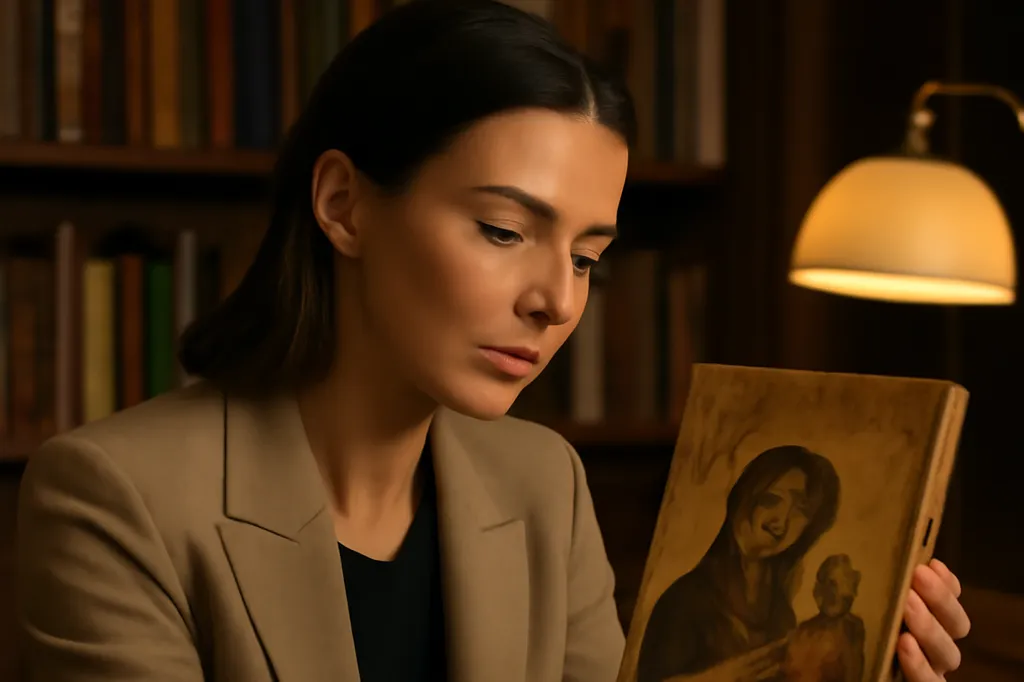 Collectionneur observant une icône ancienne russe dans un intérieur en France