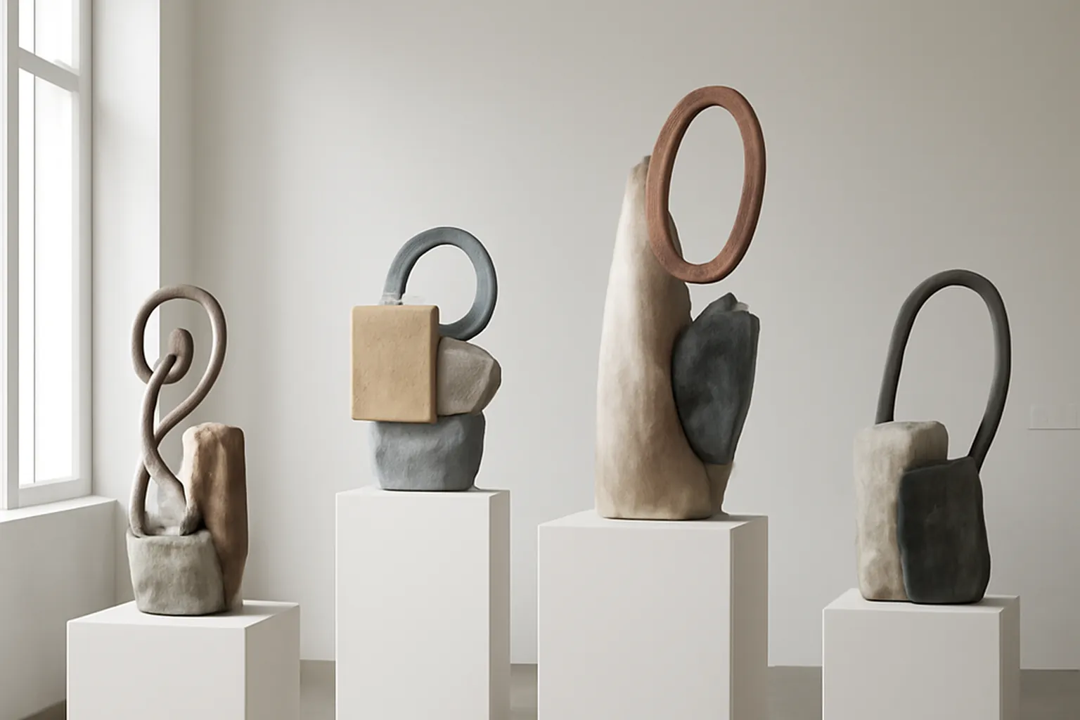 Sculpture en métal fondu aux formes organiques, galerie parisienne contemporaine