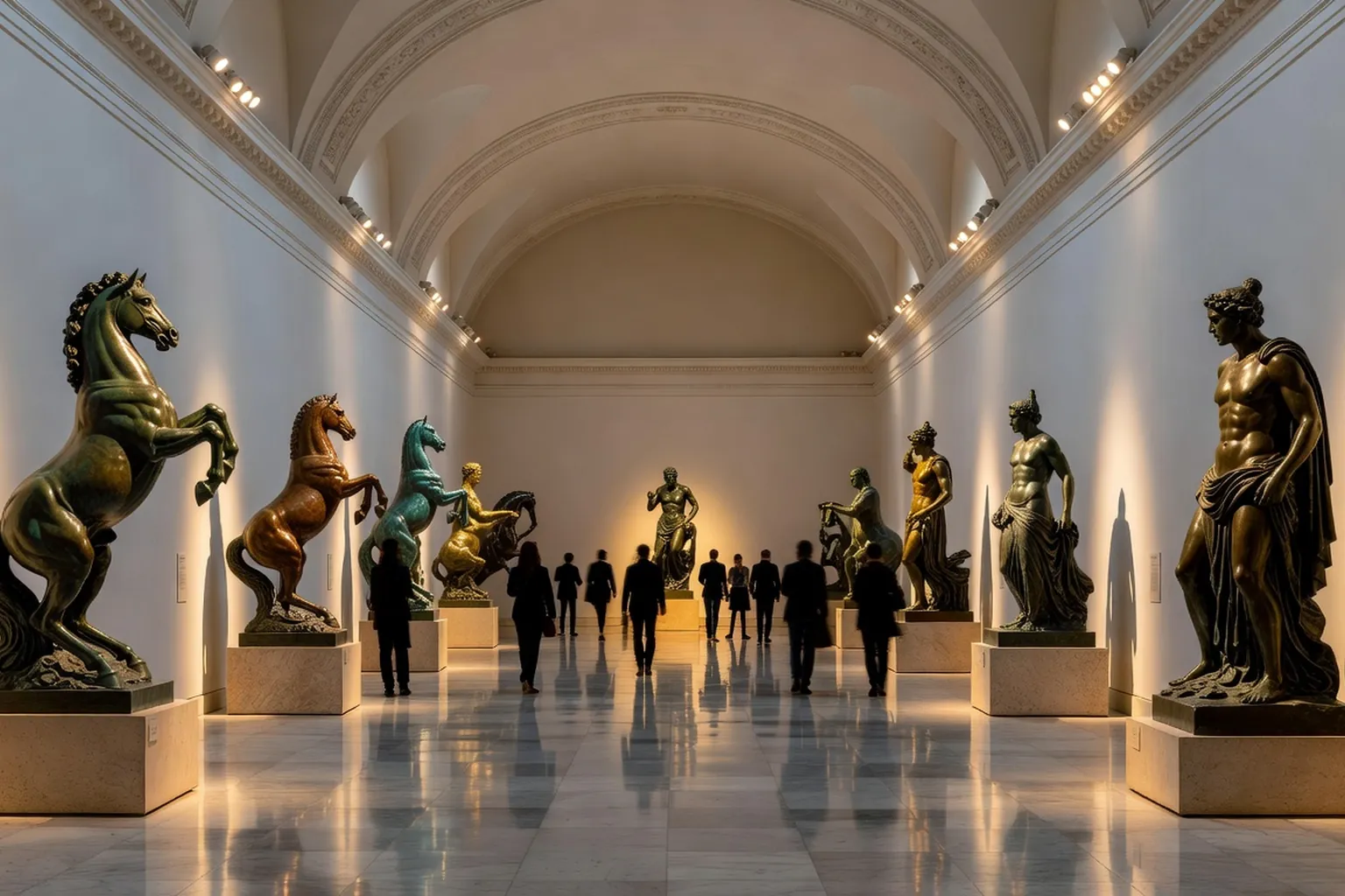 Sculpture bronze monumentale de Zourab Tsereteli dans une salle d'exposition parisienne