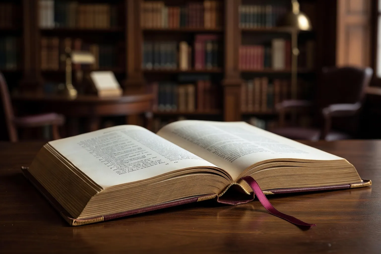 Dictionnaire bilingue russe-français ouvert sur table en bois, lumière de bibliothèque