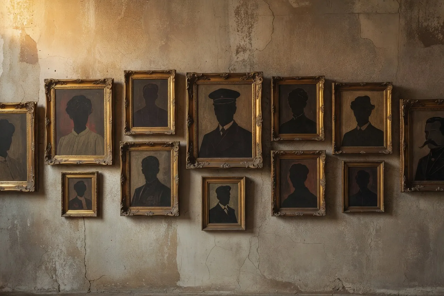 Galerie de portraits d'artistes russes dans une salle d'exposition parisienne